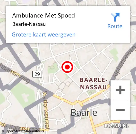 Locatie op kaart van de 112 melding: Ambulance Met Spoed Naar Baarle-Nassau op 21 maart 2024 19:43