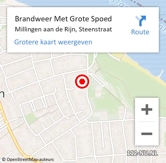 Locatie op kaart van de 112 melding: Brandweer Met Grote Spoed Naar Millingen aan de Rijn, Steenstraat op 21 maart 2024 20:00