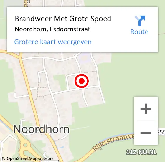 Locatie op kaart van de 112 melding: Brandweer Met Grote Spoed Naar Noordhorn, Esdoornstraat op 21 maart 2024 20:46