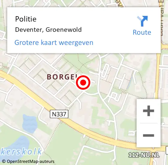 Locatie op kaart van de 112 melding: Politie Deventer, Groenewold op 21 maart 2024 21:02