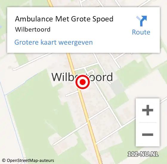 Locatie op kaart van de 112 melding: Ambulance Met Grote Spoed Naar Wilbertoord op 21 maart 2024 21:37