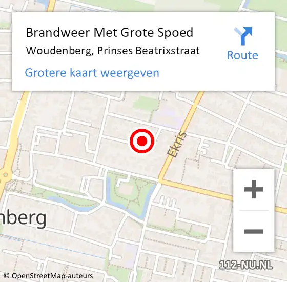 Locatie op kaart van de 112 melding: Brandweer Met Grote Spoed Naar Woudenberg, Prinses Beatrixstraat op 21 maart 2024 21:47