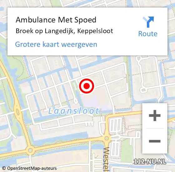 Locatie op kaart van de 112 melding: Ambulance Met Spoed Naar Broek op Langedijk, Keppelsloot op 21 maart 2024 21:54