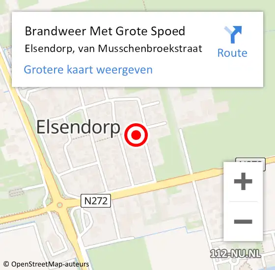 Locatie op kaart van de 112 melding: Brandweer Met Grote Spoed Naar Elsendorp, van Musschenbroekstraat op 21 maart 2024 22:31
