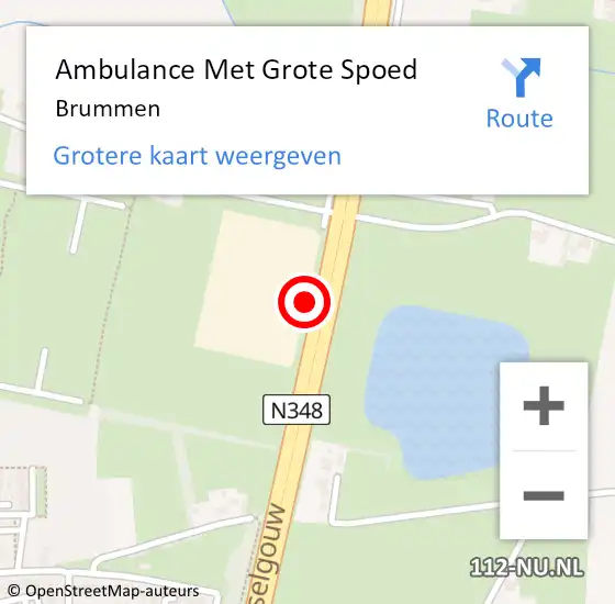 Locatie op kaart van de 112 melding: Ambulance Met Grote Spoed Naar Brummen op 21 maart 2024 22:53