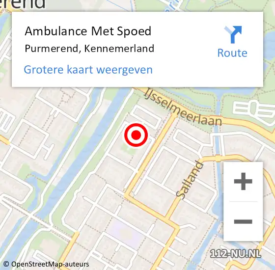 Locatie op kaart van de 112 melding: Ambulance Met Spoed Naar Purmerend, Kennemerland op 21 maart 2024 22:58