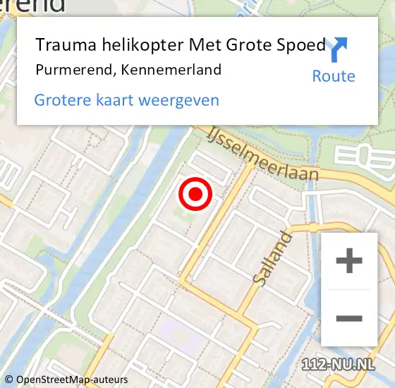 Locatie op kaart van de 112 melding: Trauma helikopter Met Grote Spoed Naar Purmerend, Kennemerland op 21 maart 2024 22:59