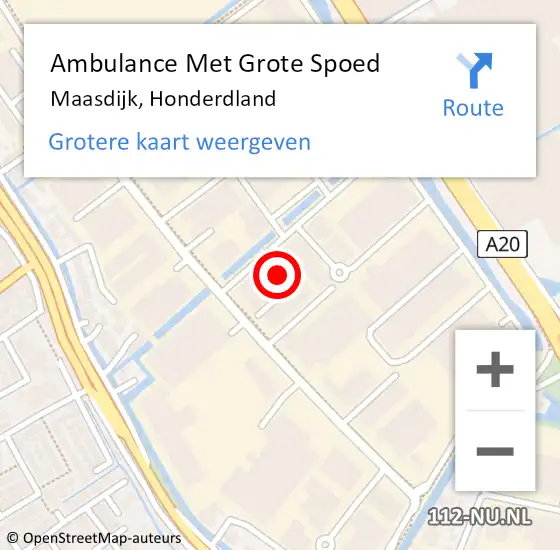 Locatie op kaart van de 112 melding: Ambulance Met Grote Spoed Naar Maasdijk, Honderdland op 21 maart 2024 23:33