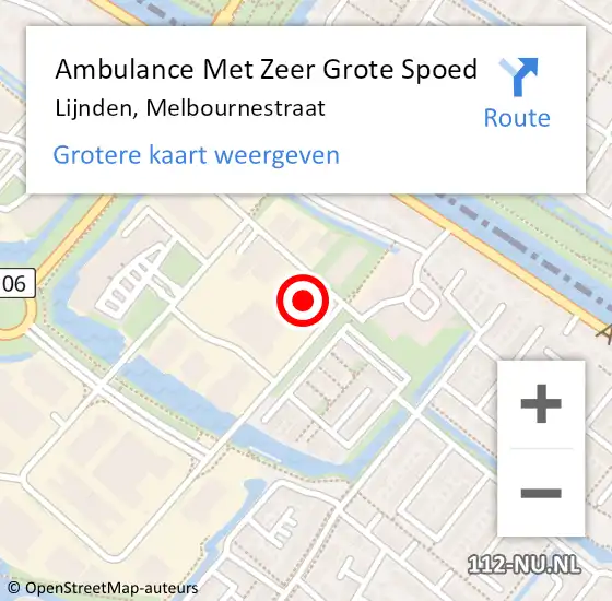 Locatie op kaart van de 112 melding: Ambulance Met Zeer Grote Spoed Naar Lijnden, Melbournestraat op 21 maart 2024 23:42