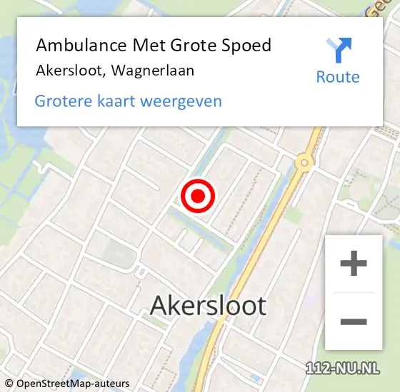 Locatie op kaart van de 112 melding: Ambulance Met Grote Spoed Naar Akersloot, Wagnerlaan op 21 maart 2024 23:43