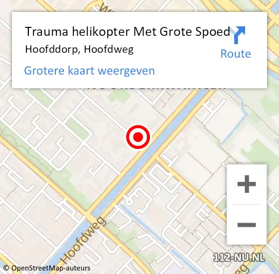Locatie op kaart van de 112 melding: Trauma helikopter Met Grote Spoed Naar Hoofddorp, Hoofdweg op 22 maart 2024 01:41