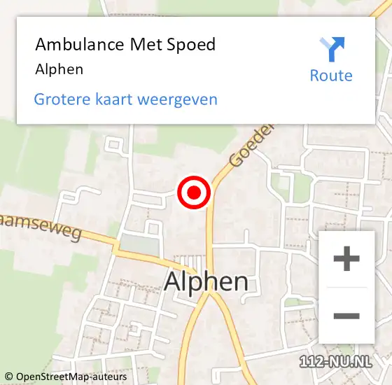 Locatie op kaart van de 112 melding: Ambulance Met Spoed Naar Alphen op 22 maart 2024 01:50