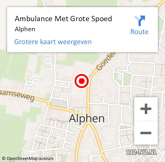 Locatie op kaart van de 112 melding: Ambulance Met Grote Spoed Naar Alphen op 22 maart 2024 01:54