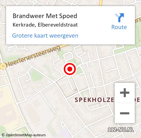 Locatie op kaart van de 112 melding: Brandweer Met Spoed Naar Kerkrade, Elbereveldstraat op 22 maart 2024 03:05