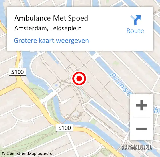 Locatie op kaart van de 112 melding: Ambulance Met Spoed Naar Amsterdam, Leidseplein op 22 maart 2024 03:27
