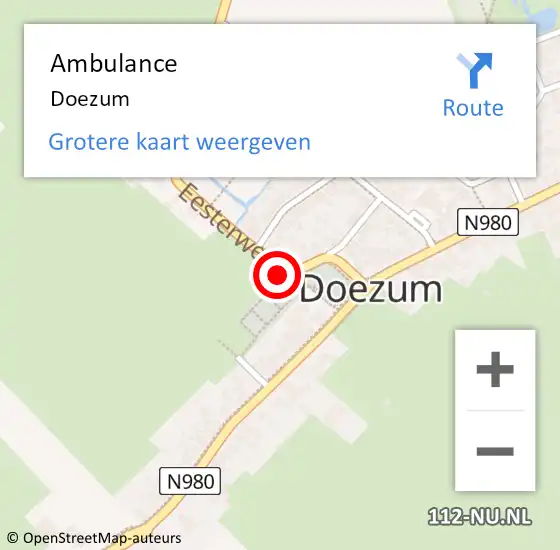Locatie op kaart van de 112 melding: Ambulance Doezum op 22 maart 2024 03:33