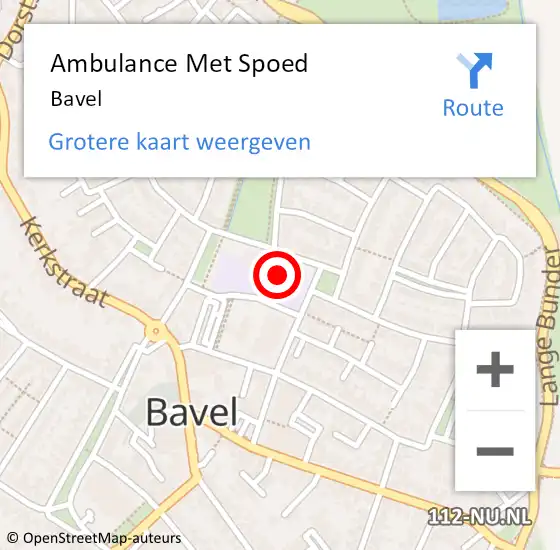 Locatie op kaart van de 112 melding: Ambulance Met Spoed Naar Bavel op 22 maart 2024 03:58
