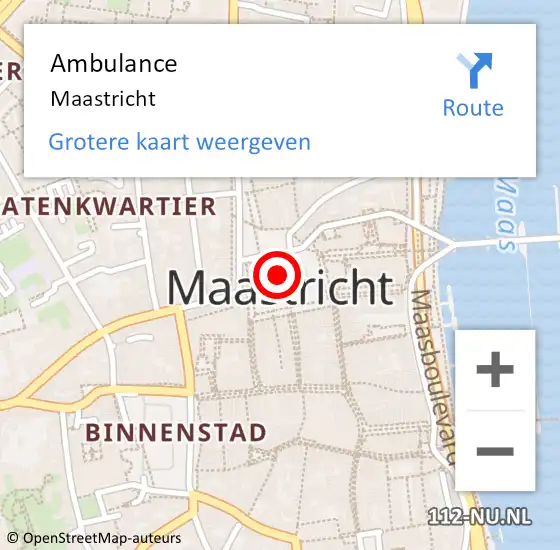 Locatie op kaart van de 112 melding: Ambulance Maastricht op 22 maart 2024 05:31