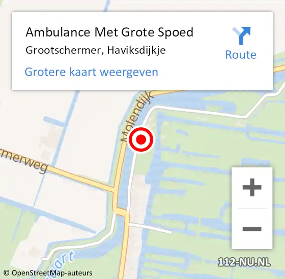 Locatie op kaart van de 112 melding: Ambulance Met Grote Spoed Naar Grootschermer, Haviksdijkje op 22 maart 2024 06:11