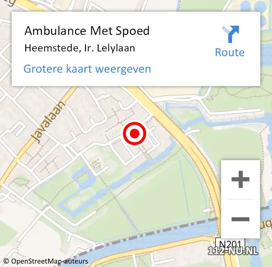 Locatie op kaart van de 112 melding: Ambulance Met Spoed Naar Heemstede, Ir. Lelylaan op 22 maart 2024 06:18