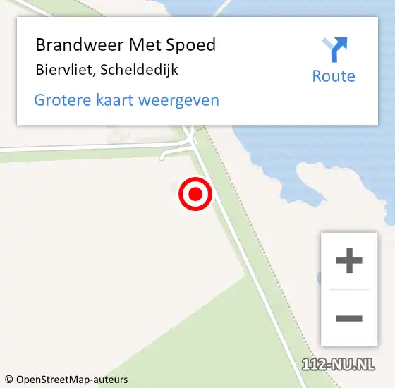 Locatie op kaart van de 112 melding: Brandweer Met Spoed Naar Biervliet, Scheldedijk op 22 maart 2024 06:33
