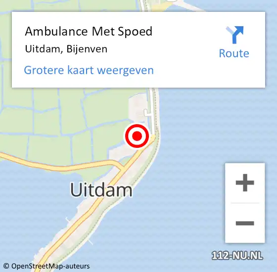 Locatie op kaart van de 112 melding: Ambulance Met Spoed Naar Uitdam, Bijenven op 22 maart 2024 07:27