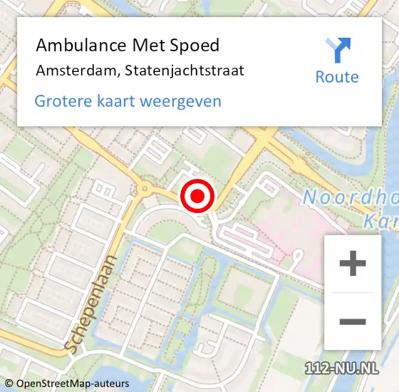 Locatie op kaart van de 112 melding: Ambulance Met Spoed Naar Amsterdam, Statenjachtstraat op 22 maart 2024 07:36