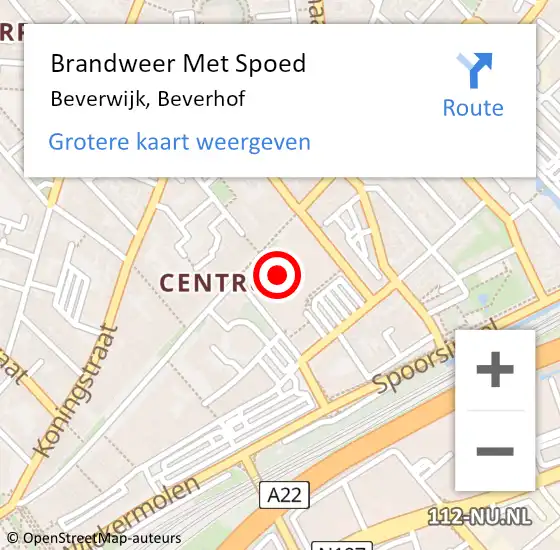 Locatie op kaart van de 112 melding: Brandweer Met Spoed Naar Beverwijk, Beverhof op 22 maart 2024 08:03