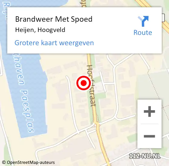 Locatie op kaart van de 112 melding: Brandweer Met Spoed Naar Heijen, Hoogveld op 22 maart 2024 08:12