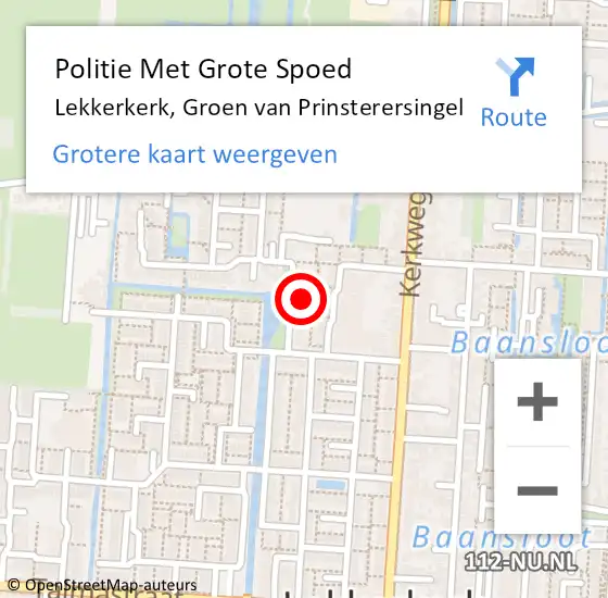 Locatie op kaart van de 112 melding: Politie Met Grote Spoed Naar Lekkerkerk, Groen van Prinsterersingel op 22 maart 2024 08:21