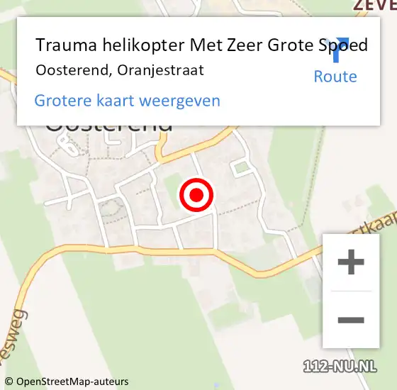 Locatie op kaart van de 112 melding: Trauma helikopter Met Zeer Grote Spoed Naar Oosterend, Oranjestraat op 22 maart 2024 08:22