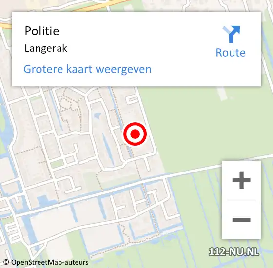 Locatie op kaart van de 112 melding: Politie Langerak op 22 maart 2024 08:30