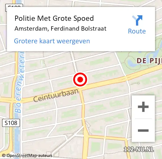 Locatie op kaart van de 112 melding: Politie Met Grote Spoed Naar Amsterdam, Ferdinand Bolstraat op 22 maart 2024 09:00