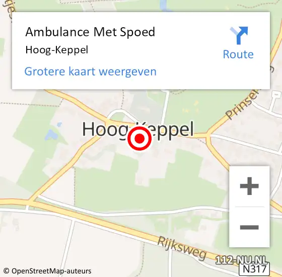 Locatie op kaart van de 112 melding: Ambulance Met Spoed Naar Hoog-Keppel op 22 maart 2024 09:07