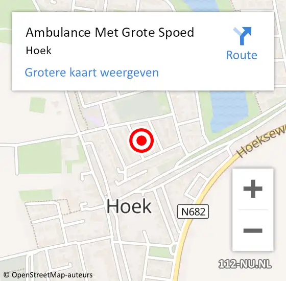 Locatie op kaart van de 112 melding: Ambulance Met Grote Spoed Naar Hoek op 22 maart 2024 09:36
