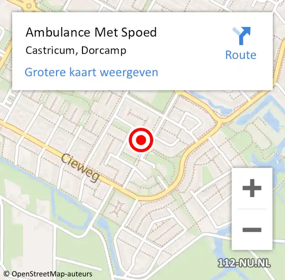 Locatie op kaart van de 112 melding: Ambulance Met Spoed Naar Castricum, Dorcamp op 22 maart 2024 10:06