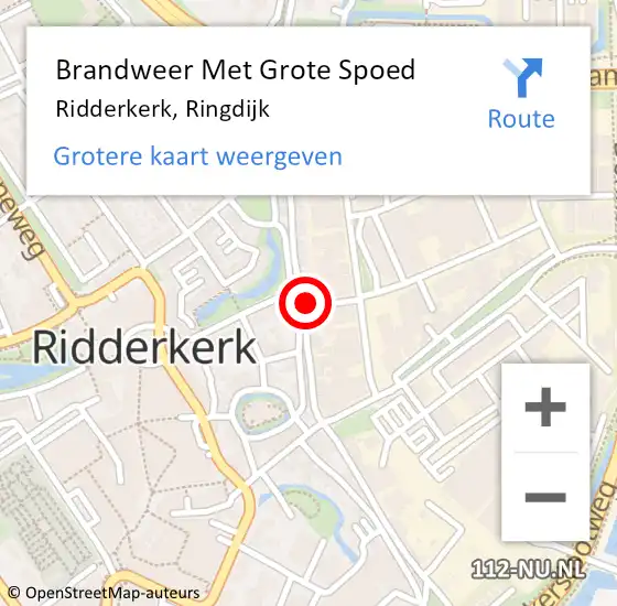 Locatie op kaart van de 112 melding: Brandweer Met Grote Spoed Naar Ridderkerk, Ringdijk op 22 maart 2024 10:13