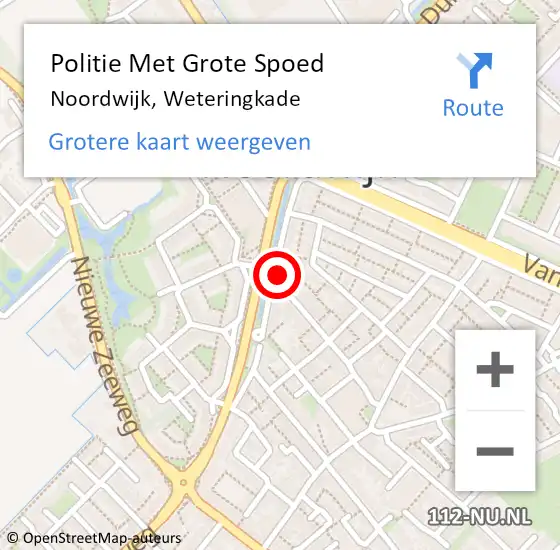 Locatie op kaart van de 112 melding: Politie Met Grote Spoed Naar Noordwijk, Weteringkade op 22 maart 2024 10:28
