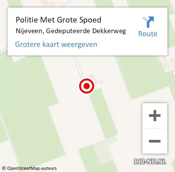 Locatie op kaart van de 112 melding: Politie Met Grote Spoed Naar Nijeveen, Gedeputeerde Dekkerweg op 22 maart 2024 10:42