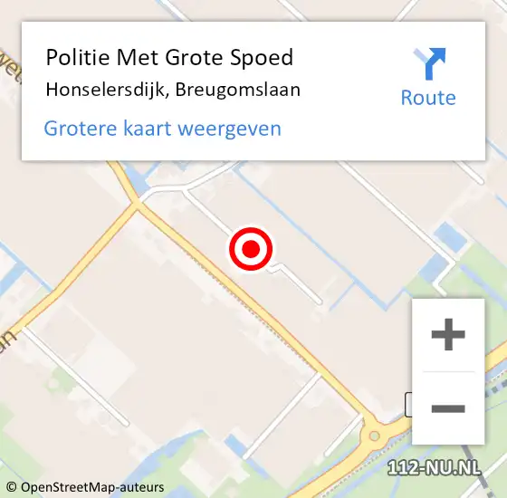 Locatie op kaart van de 112 melding: Politie Met Grote Spoed Naar Honselersdijk, Breugomslaan op 22 maart 2024 10:51