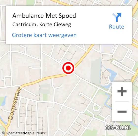 Locatie op kaart van de 112 melding: Ambulance Met Spoed Naar Castricum, Korte Cieweg op 22 maart 2024 11:09