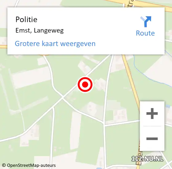 Locatie op kaart van de 112 melding: Politie Emst, Langeweg op 22 maart 2024 11:15