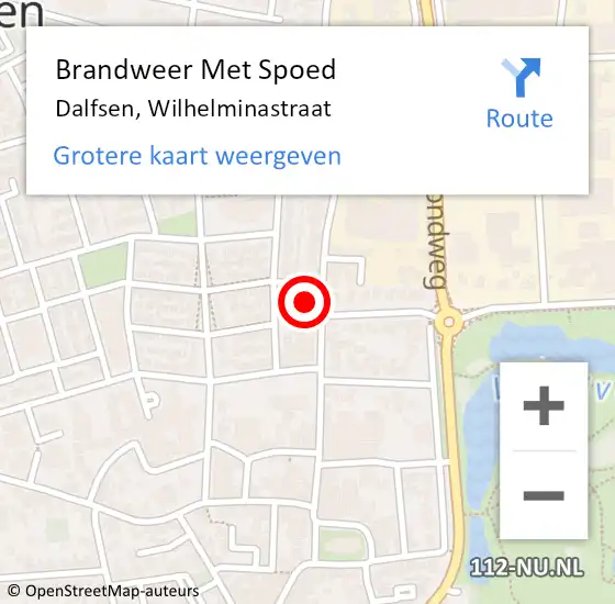 Locatie op kaart van de 112 melding: Brandweer Met Spoed Naar Dalfsen, Wilhelminastraat op 22 maart 2024 11:18