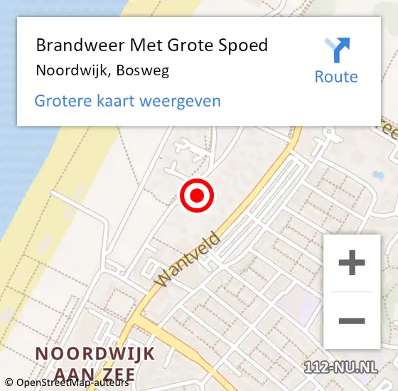 Locatie op kaart van de 112 melding: Brandweer Met Grote Spoed Naar Noordwijk, Bosweg op 22 maart 2024 11:23