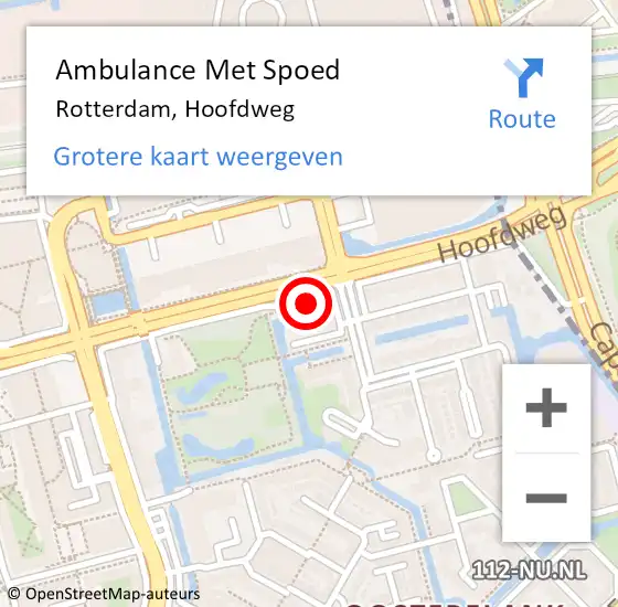 Locatie op kaart van de 112 melding: Ambulance Met Spoed Naar Rotterdam, Hoofdweg op 22 maart 2024 12:09