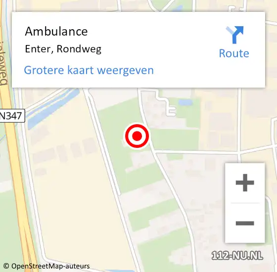 Locatie op kaart van de 112 melding: Ambulance Enter, Rondweg op 22 maart 2024 12:21