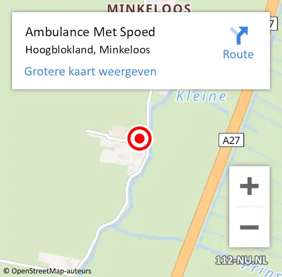 Locatie op kaart van de 112 melding: Ambulance Met Spoed Naar Hoogblokland, Minkeloos op 22 maart 2024 12:22