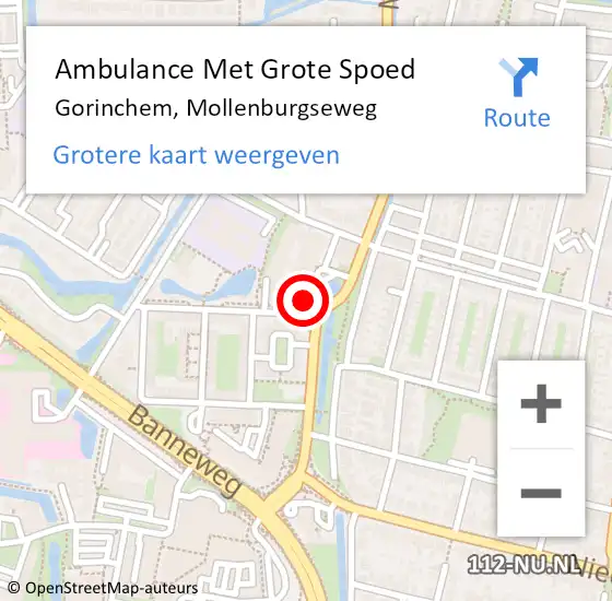 Locatie op kaart van de 112 melding: Ambulance Met Grote Spoed Naar Gorinchem, Mollenburgseweg op 22 maart 2024 12:34