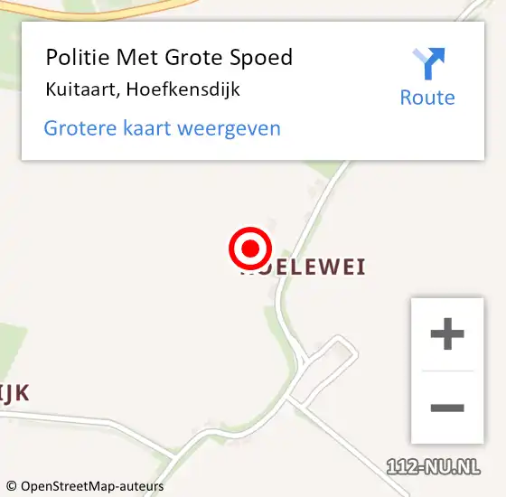 Locatie op kaart van de 112 melding: Politie Met Grote Spoed Naar Kuitaart, Hoefkensdijk op 22 maart 2024 14:27