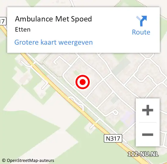 Locatie op kaart van de 112 melding: Ambulance Met Spoed Naar Etten op 22 maart 2024 14:29